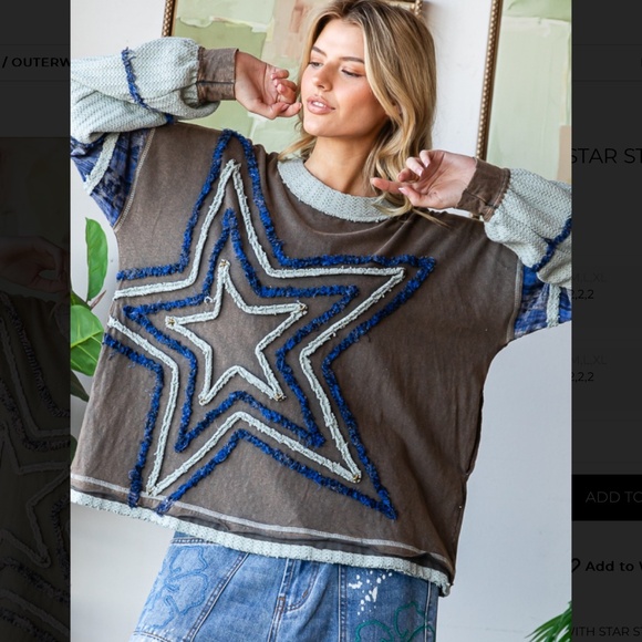 Oli and Hali “ San Juan 2 “ Oli & Hali Mixed Fabric Star Patch Top 36 - Picture 1 of 11